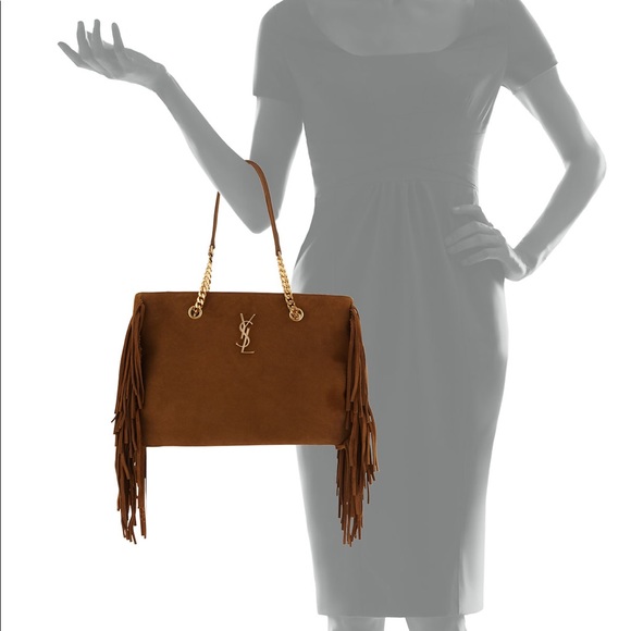 Saint Laurent fringe suede tote bag - Picture 2 of 12